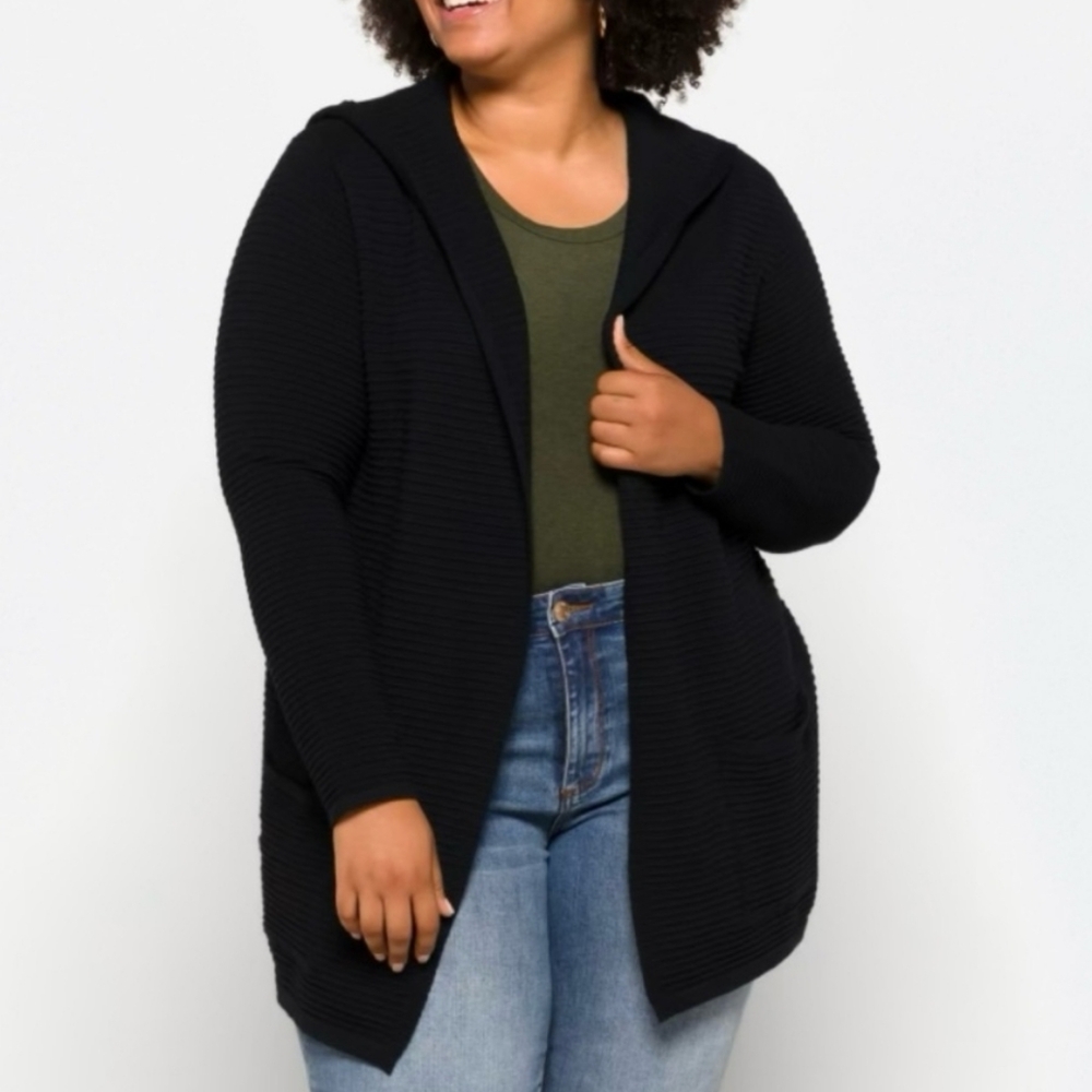 Evolution By Cyrus Ribbed Hooded Sweater, 3x